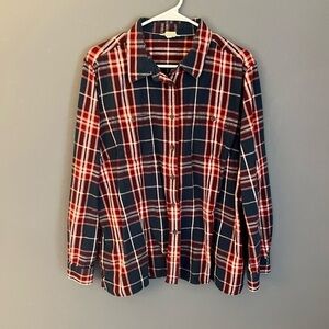 Duluth Trading Women's Flannel Shirt Size XXL Plaid 100% Cotton Long Sleeve